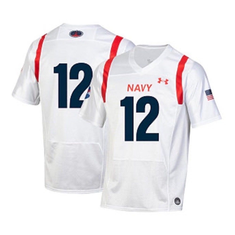 Under Armour Navy Midshipmen NASA Fly Navy Football Jersey Mens Large White 12